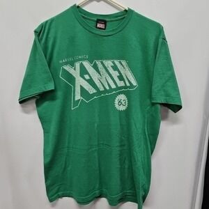 Marvel Comics X-Men T-Shirt Mens Large Green Mad Engine Graphic Tee 1963 Logo